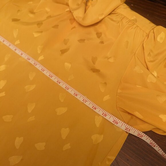 VINTAGE 1980S bright yellow CiaoSport Ltd. blouse - size 12 bow collar - Picture 7 of 9